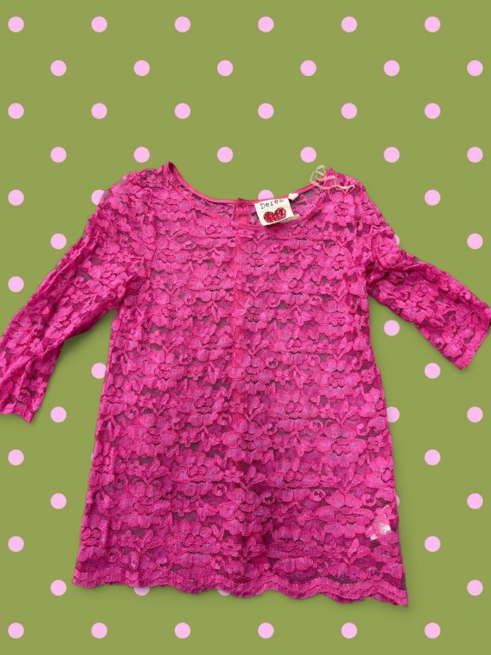 Derek Heart Bright Pink Floral Lace Girls Blouse